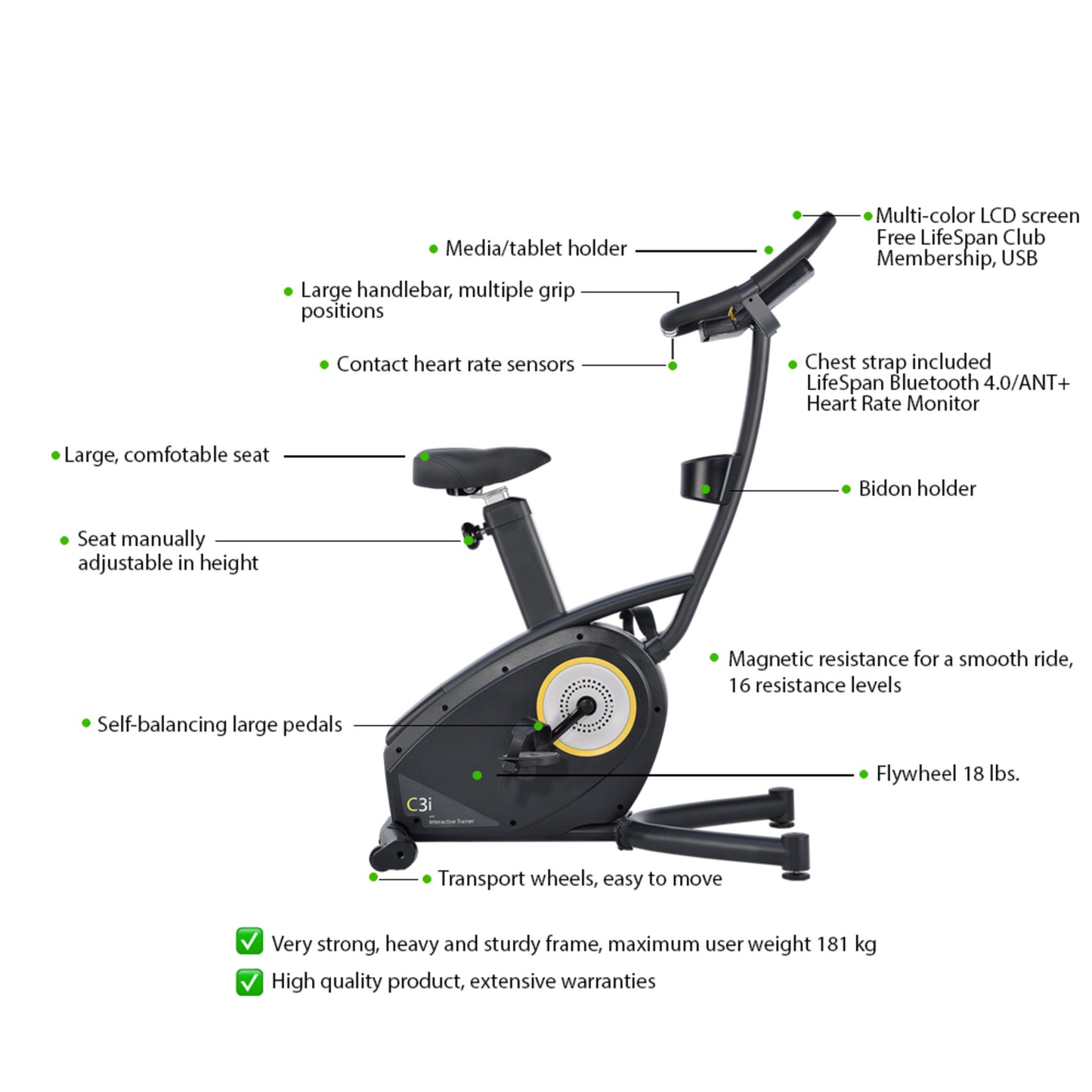 LifeSpan Hometrainer Upright Bike C3i