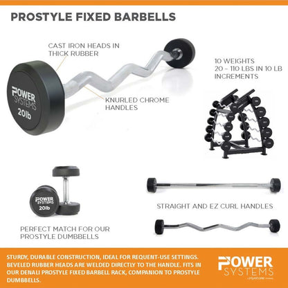 Power Systems ProStyle Fixed Barbell EZ Curl Handle Set