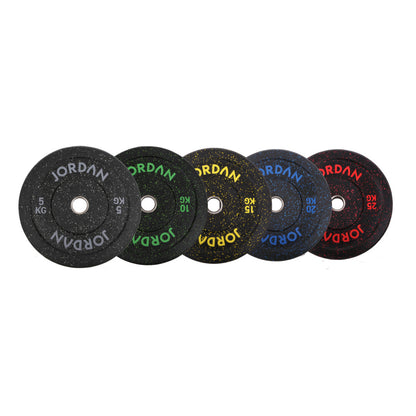 JORDAN HG Black Rubber Bumper Weight Plates - Coloured Fleck