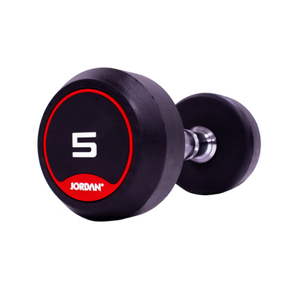 JORDAN Classic Rubber Dumbbells - Up to 70kg (Red)