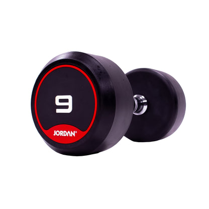 JORDAN Classic Rubber Dumbbells - Up to 70kg (Red)