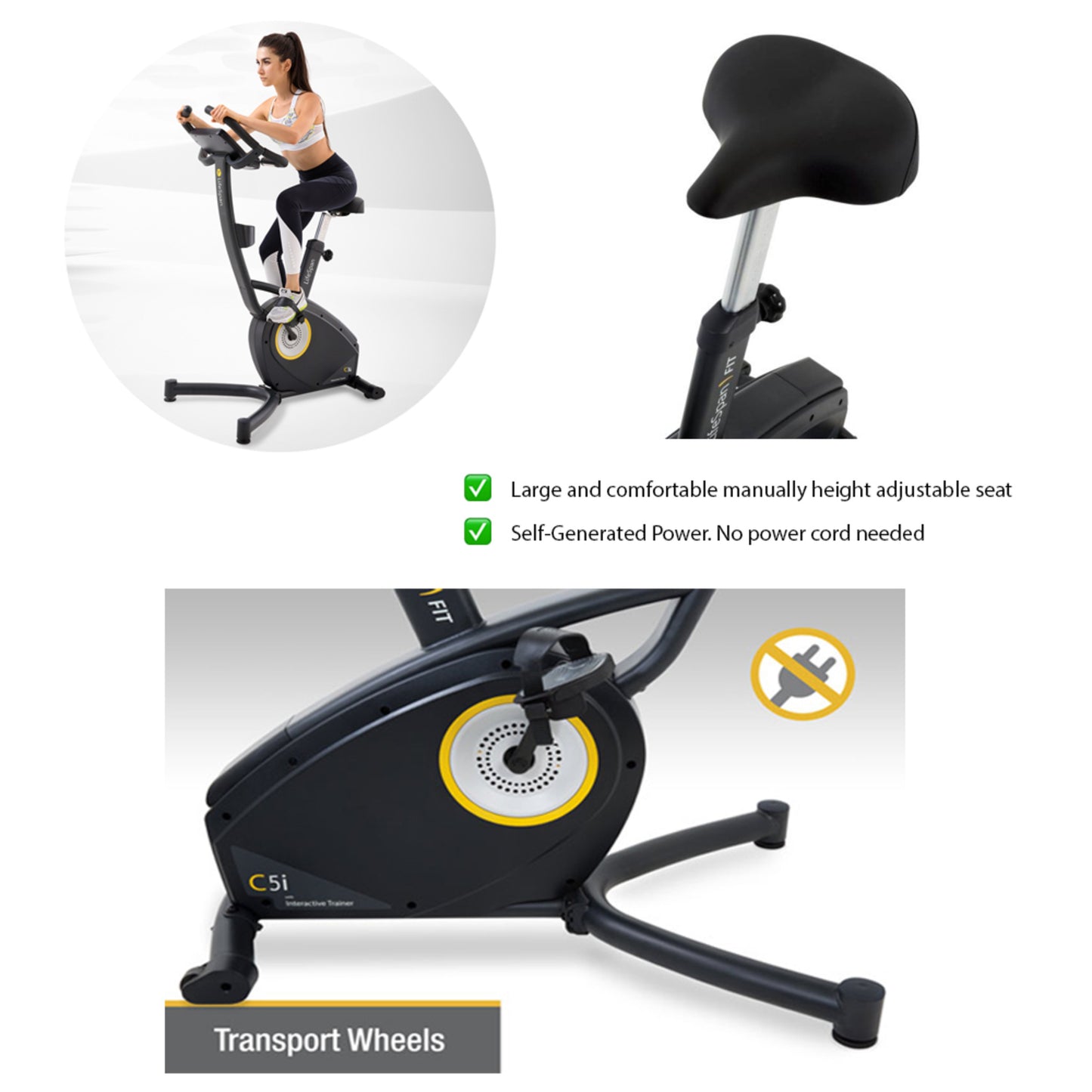 LifeSpan Trainer Upright Bike C5i Self-Generating