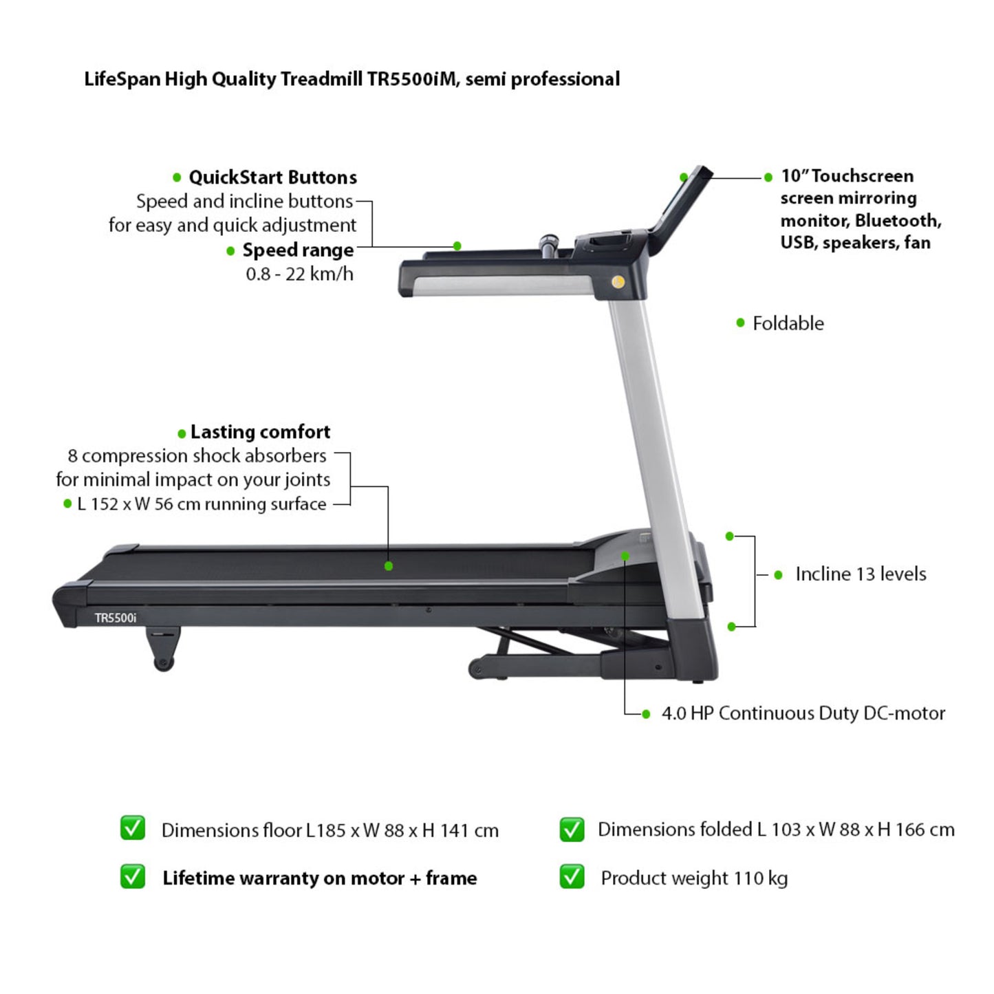 LifeSpan Foldable Treadmill TR5500iM