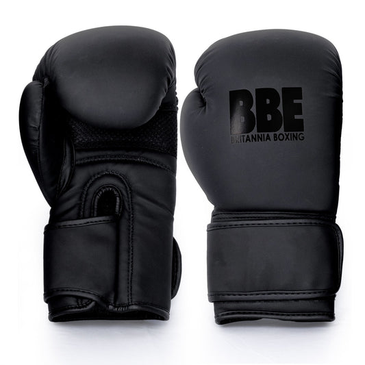 BBE Boxing Matte Black Sparring/Bag Boxing Gloves