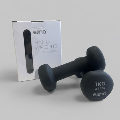 Elina Pilates Neoprene Dumbbell Weights 1kg